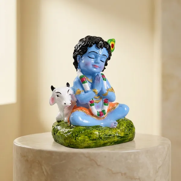 Multicolor_Lord_Krishna_Idol_Sitting_Posture_With_Cow