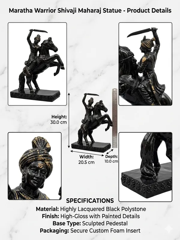 Veerangana_Jhalkari_Bai_Marble_Dust_Statue_–_Black_Finish_Warrior_Idol_(30x20.5x10cm)_|_Inspirational_Historical_Legend_Figurine_|_Home_Decor_&_Gift