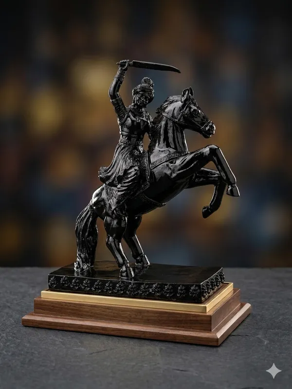 Veerangana_Jhalkari_Bai_Marble_Dust_Statue_–_Black_Finish_Warrior_Idol_(30x20.5x10cm)_|_Inspirational_Historical_Legend_Figurine_|_Home_Decor_&_Gift
