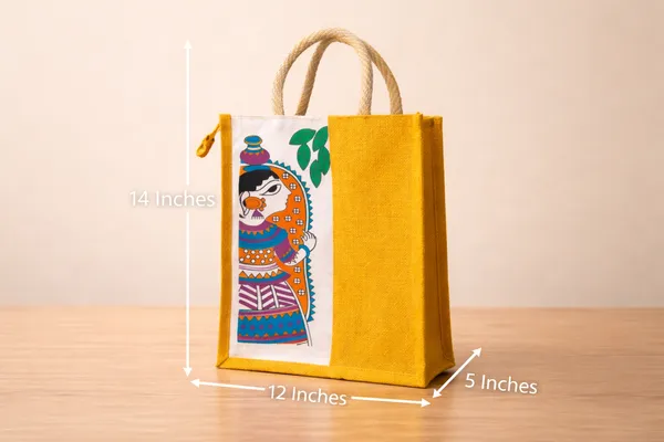 Yellow_And_Maroon_Jute_Bag_Lady_Print_Pack_Of_2