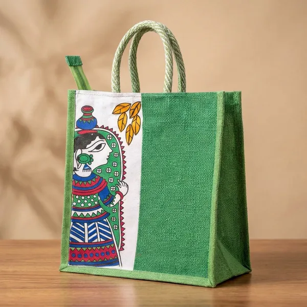 Green_Jute_Bag_Lady_Print