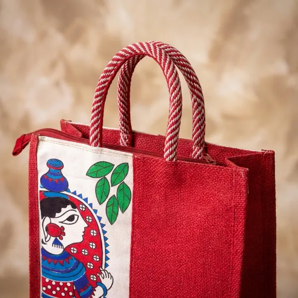 Maroon_Jute_Bag_Lady_Print