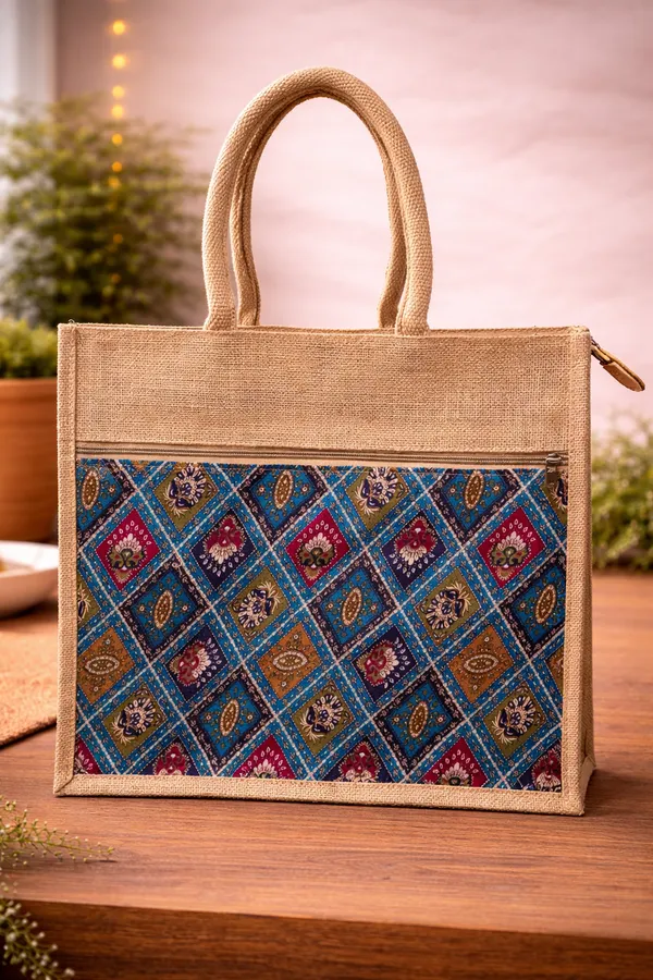 Multicolor_Royal_Fabric_Jute_Bag_Solid_And_Bird_Pack_Of_2