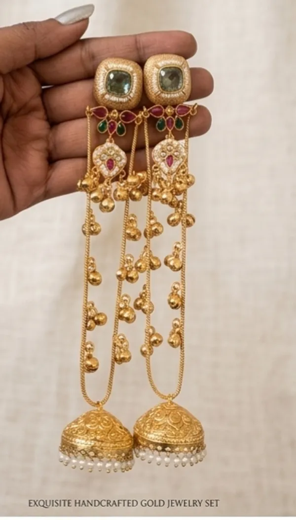 Traditional_Gold_Toned_Temple_Jhumka_Earrings_with_Ruby__And__Pearl_Detailing__And__Exquisite_Handcrafted_Gold_Jewelry_Set_with_Traditional_Indian_Jhumka_Earrings_for_Women_Pack_Of_2