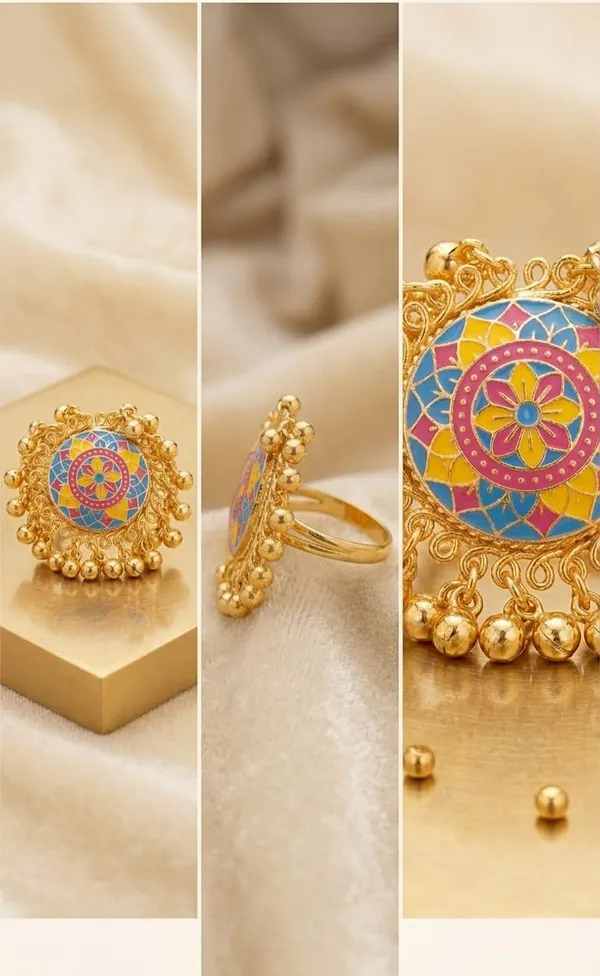 Traditional_Gold_Plated_Meenakari_Ring_with_Colorful_Enamel_Work__And__Elegant_Heart_Pendant_Necklace_for_Women_Pack_Of_2