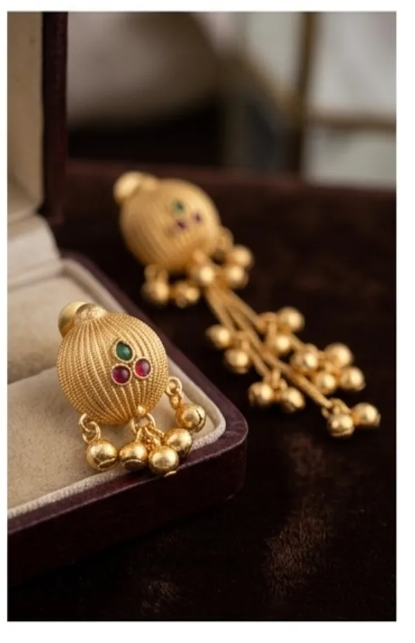 Elegant_Gold_Toned_Crystal_Embellished_Dangling_Earrings_with_Jhumka_Bells__And__Traditional_Gold_Toned_Jhumka_Earrings_with_Colored_Stones_for_Women_Pack_Of_2