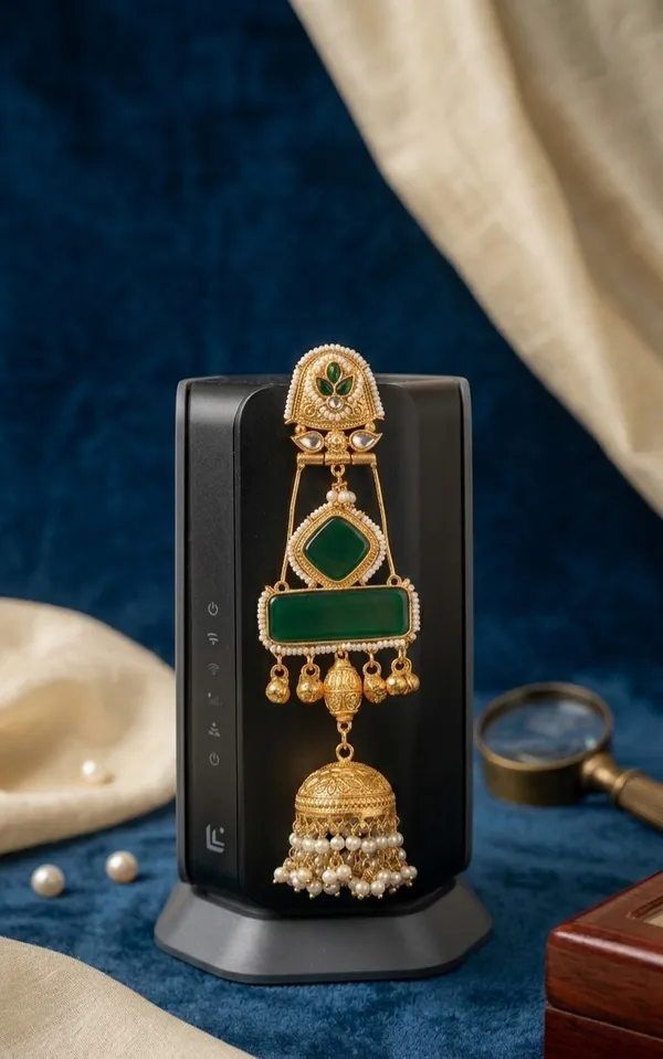 Traditional_Gold_Toned_Kundan_Jhumka_Earrings_With_Green_Stone_And_Pearl_Drops_For_Women