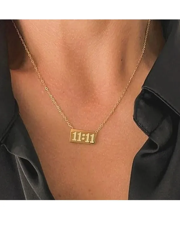 Angel_Number_Gold_Toned_Rectangular_Pendant_Necklace_For_Women