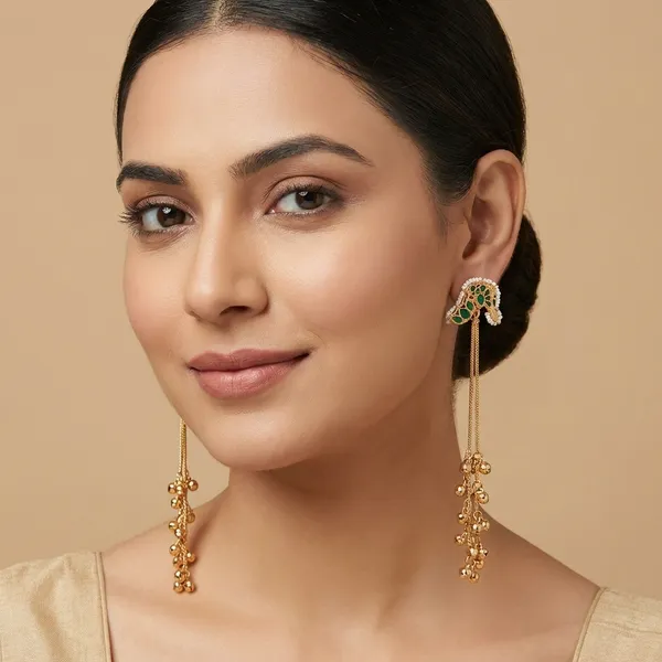 Traditional_Mango_Design_Kundan_Earrings_With_Golden_Beaded_Chain_Danglers_For_Women