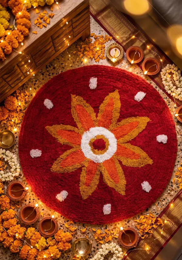 Handmade_Sunflower_Round_Doormat_|_Premium_Cotton_Microfiber_Floor_Rug_|_Soft_Decorative_Rug_|_2_x_2_Ft