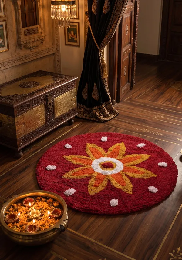 Handmade_Sunflower_Round_Doormat_|_Premium_Cotton_Microfiber_Floor_Rug_|_Soft_Decorative_Rug_|_2_x_2_Ft