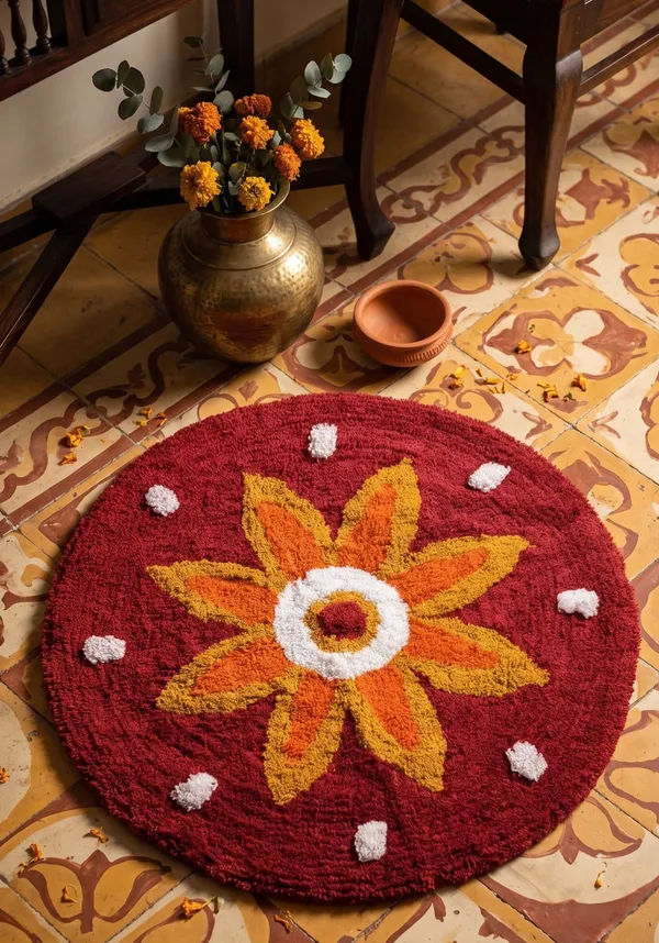 Handmade_Sunflower_Round_Doormat_|_Premium_Cotton_Microfiber_Floor_Rug_|_Soft_Decorative_Rug_|_2_x_2_Ft