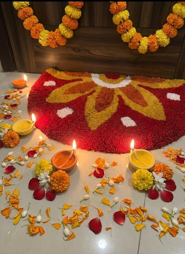 Rangoli_Doormat_with_4_Ceramic_Diyas_Combo_Set