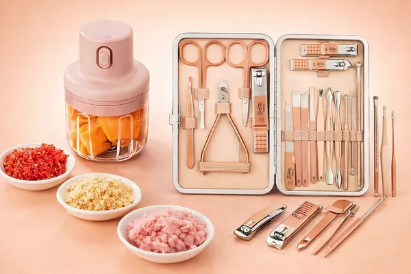 Usb_Electric_Vegetable_Garlic_Onion_Chopper_And_Stainless_Steel_Manicure_Kit_Combo_Pack_Of_2