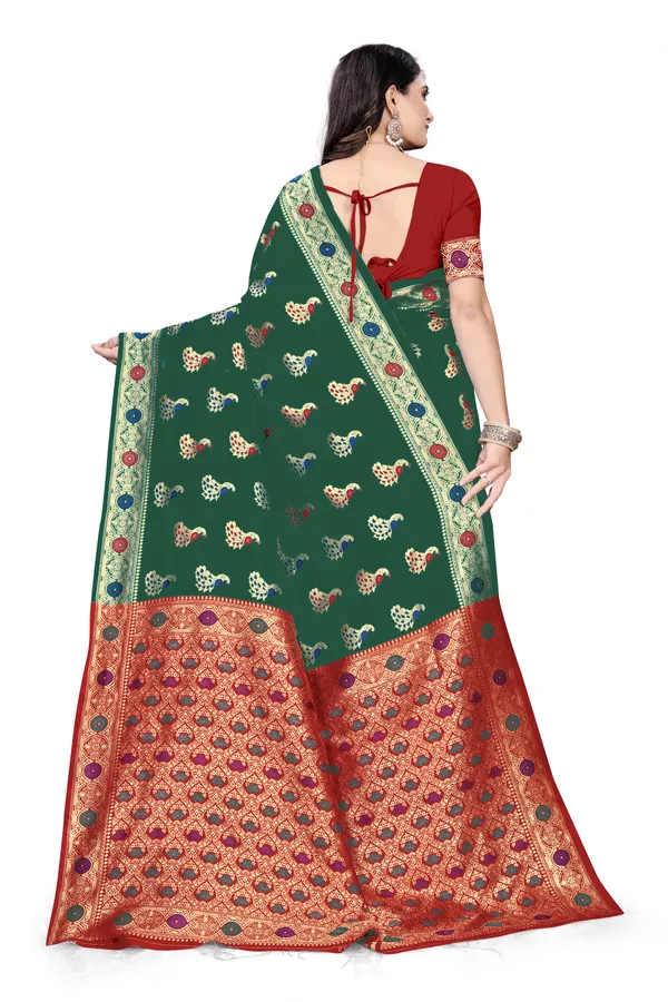 Green_Soft_Silk_Banarasi_Sarees_With_Rich_Pallu_Blouse