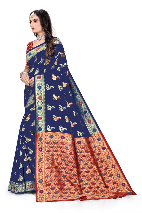 Navy_Blue_Soft_Silk_Banarasi_Sarees_With_Rich_Pallu_Blouse