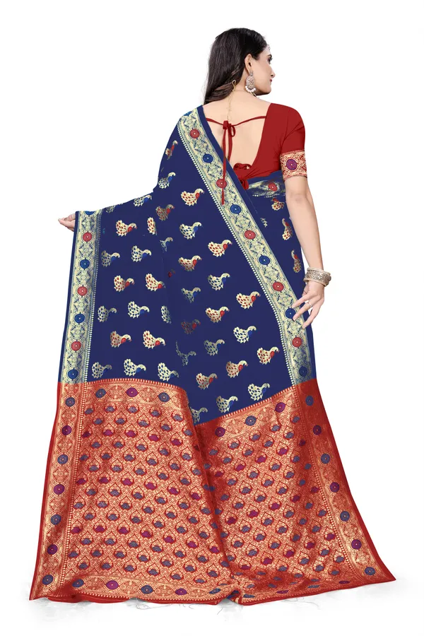 Navy_Blue_Soft_Silk_Banarasi_Sarees_With_Rich_Pallu_Blouse