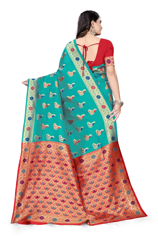 Rama_Soft_Silk_Banarasi_Sarees_With_Rich_Pallu_Blouse