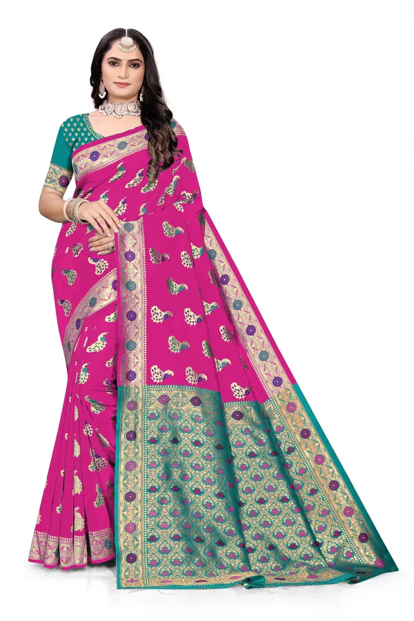 Rani_Soft_Silk_Banarasi_Sarees_With_Rich_Pallu_Blouse