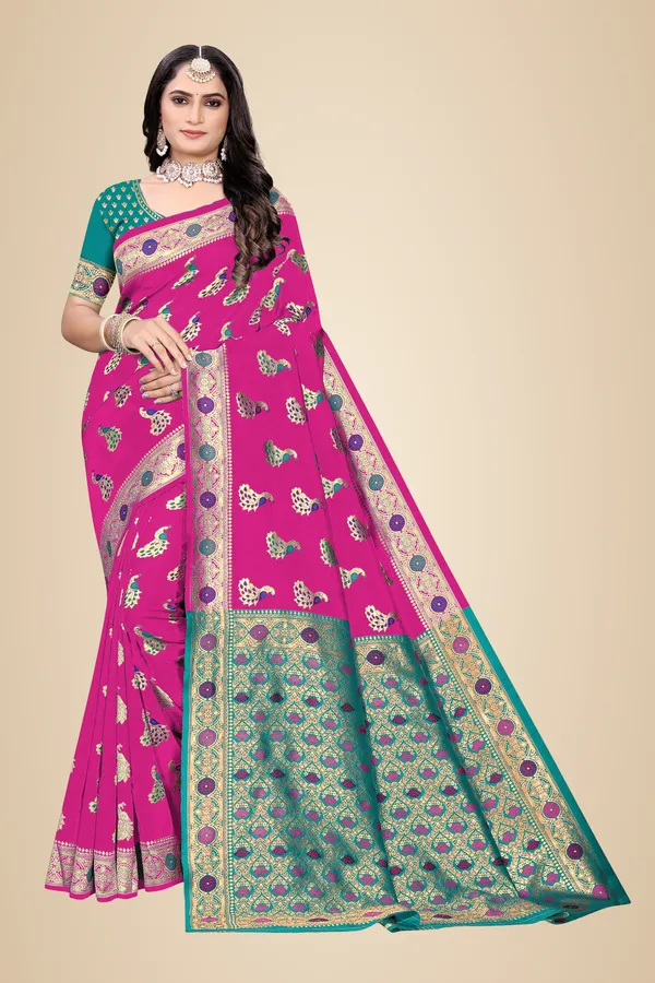 Rani_Soft_Silk_Banarasi_Sarees_With_Rich_Pallu_Blouse