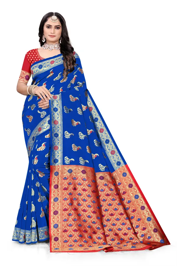 Royal_Blue_Soft_Silk_Banarasi_Sarees_With_Rich_Pallu_Blouse