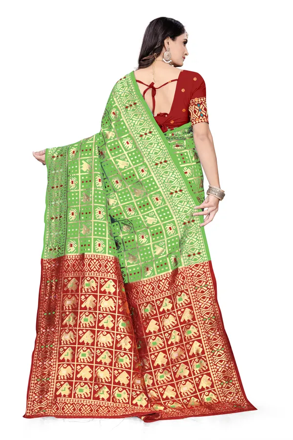 Mahendi_Soft_Silk_Banarasi_Sarees_With_Rich_Pallu_Blouse