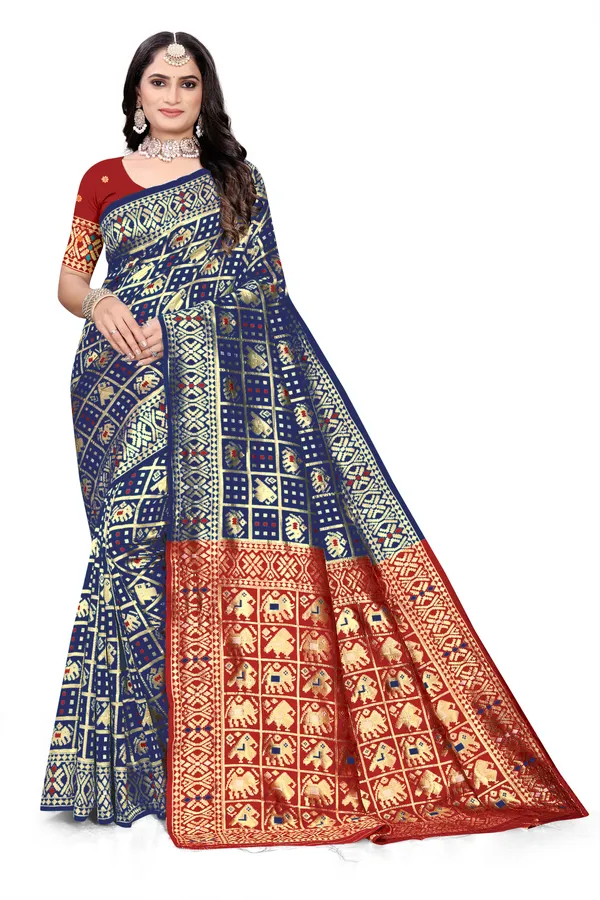 Navy_Blue_Soft_Silk_Banarasi_Sarees_With_Rich_Pallu_Blouse