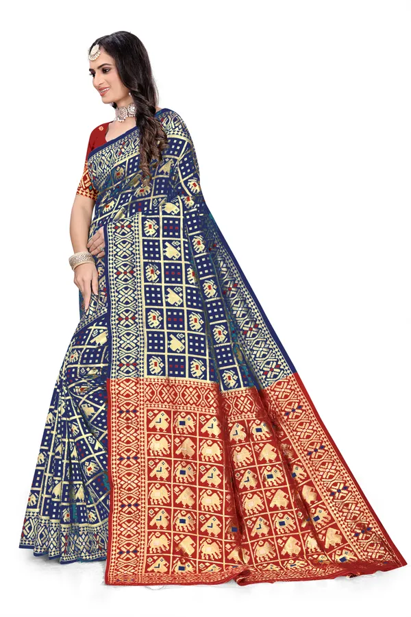 Navy_Blue_Soft_Silk_Banarasi_Sarees_With_Rich_Pallu_Blouse