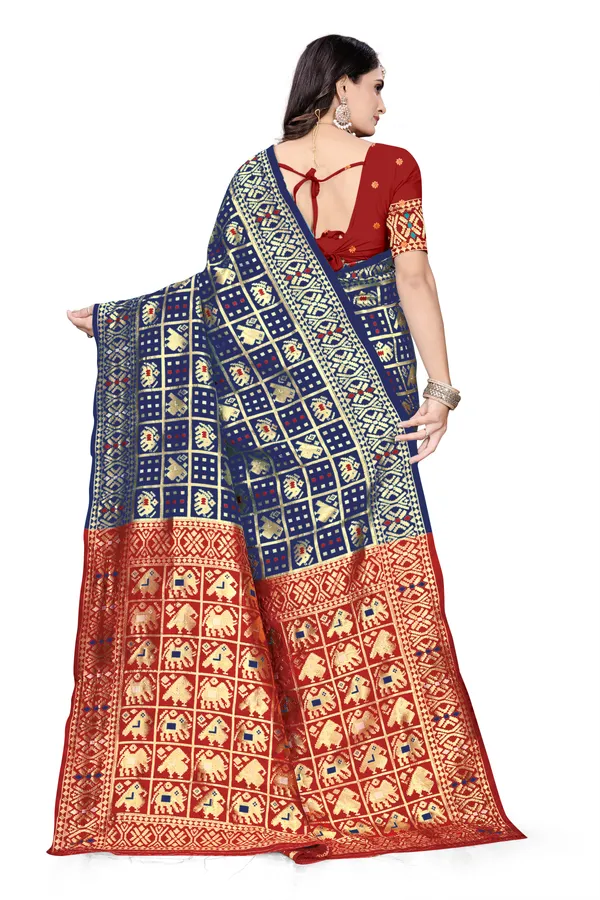 Navy_Blue_Soft_Silk_Banarasi_Sarees_With_Rich_Pallu_Blouse