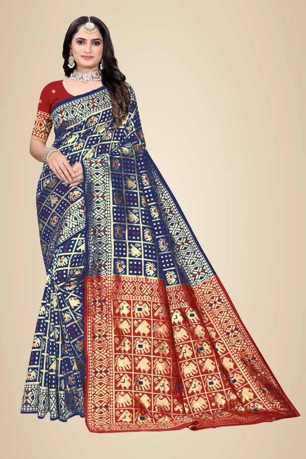 Navy_Blue_Soft_Silk_Banarasi_Sarees_With_Rich_Pallu_Blouse