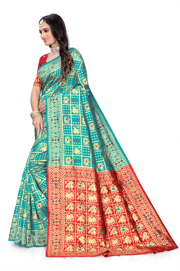 Rama_Soft_Silk_Banarasi_Sarees_With_Rich_Pallu_Blouse