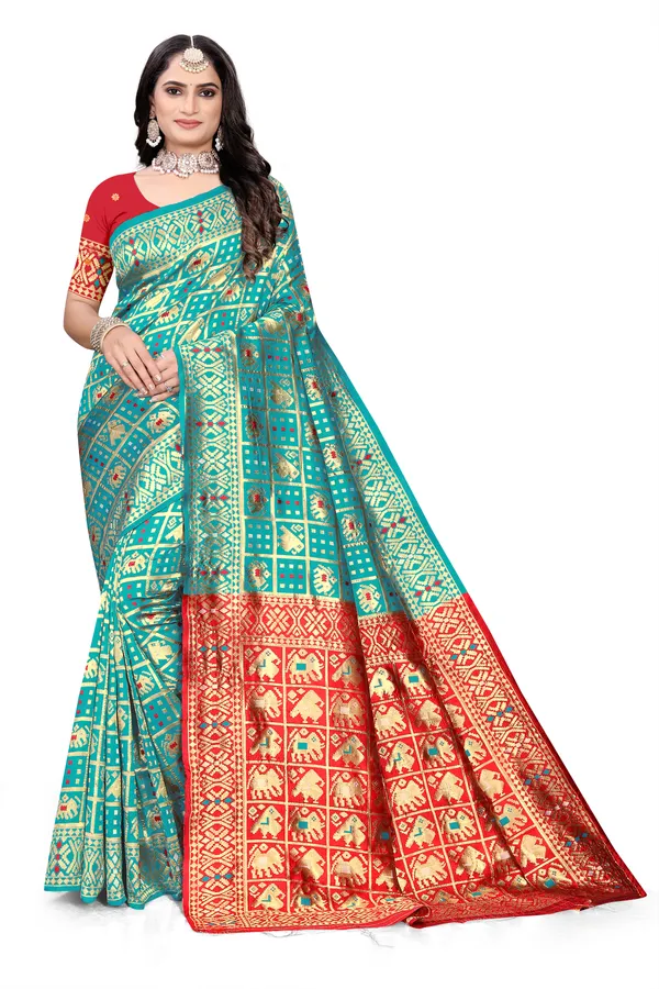 Rama_Soft_Silk_Banarasi_Sarees_With_Rich_Pallu_Blouse