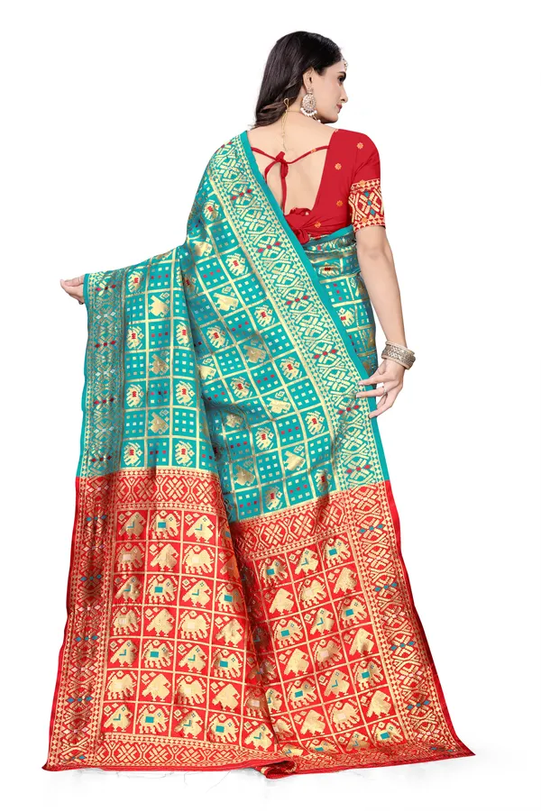 Rama_Soft_Silk_Banarasi_Sarees_With_Rich_Pallu_Blouse