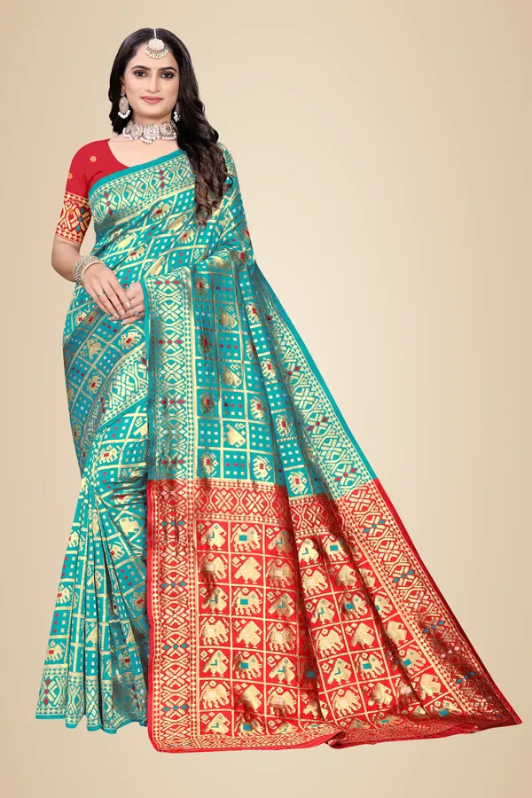 Rama_Soft_Silk_Banarasi_Sarees_With_Rich_Pallu_Blouse