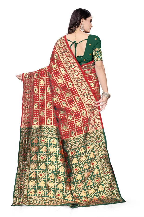 Red_Soft_Silk_Banarasi_Sarees_With_Rich_Pallu_Blouse