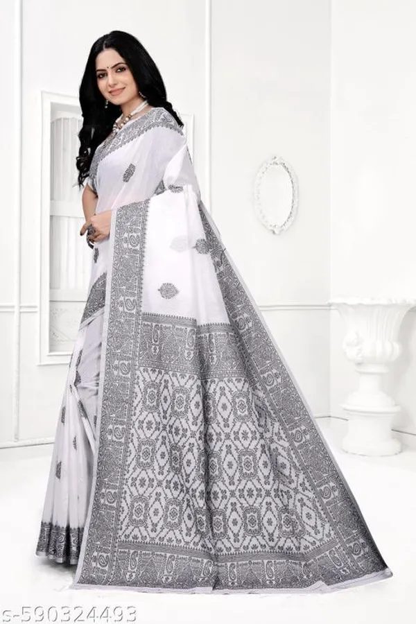 White_Premium_Quality_Cotton_Wovan_Sarees