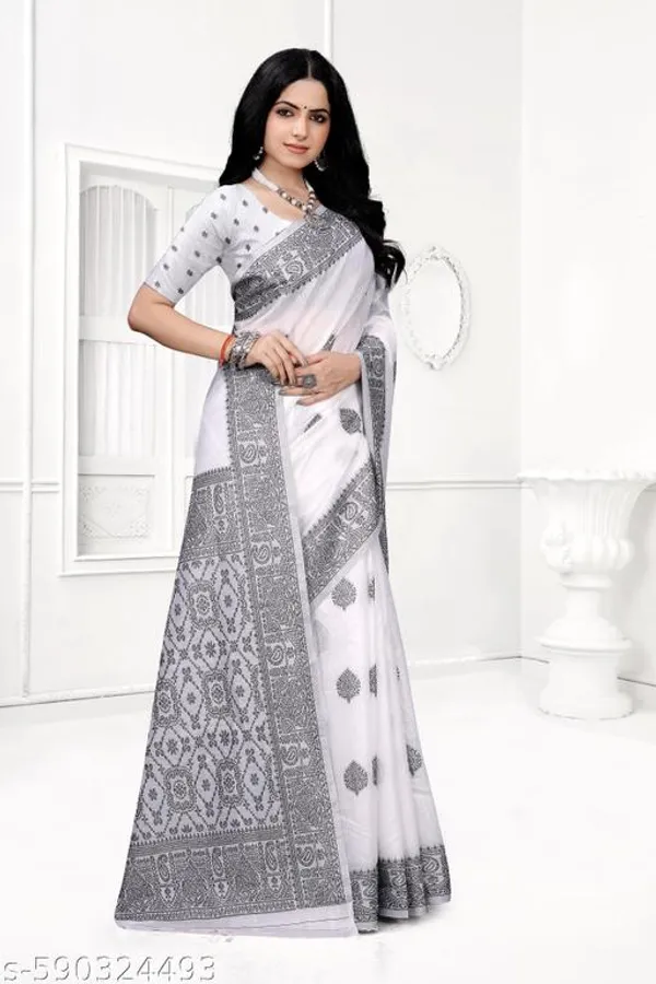 White_Premium_Quality_Cotton_Wovan_Sarees