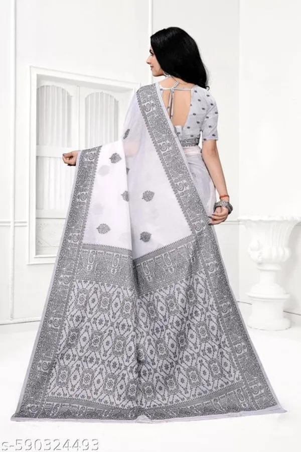 White_Premium_Quality_Cotton_Wovan_Sarees