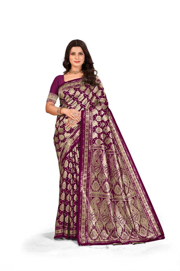 Wine_Premium_Quality_Jacquard_Wovan_Sarees