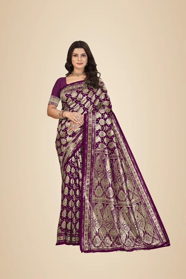 Wine_Premium_Quality_Jacquard_Wovan_Sarees