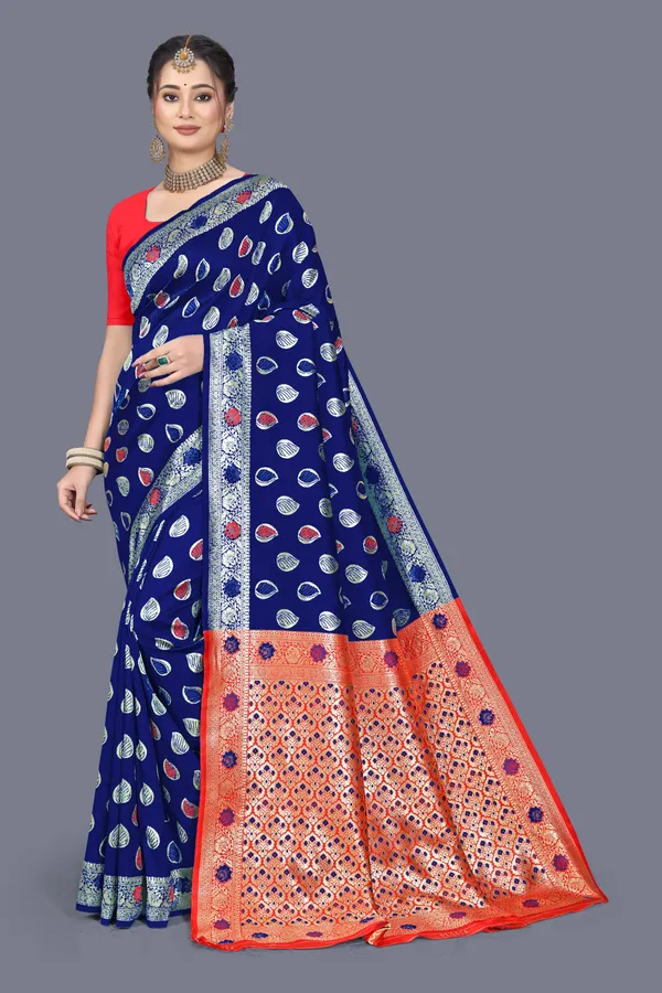 Navy_Blue_Soft_Silk_Banarasi_Sarees_With_Rich_Pallu_Blouse