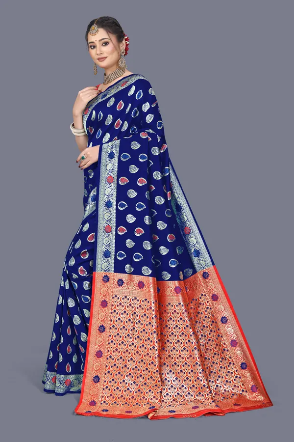 Navy_Blue_Soft_Silk_Banarasi_Sarees_With_Rich_Pallu_Blouse