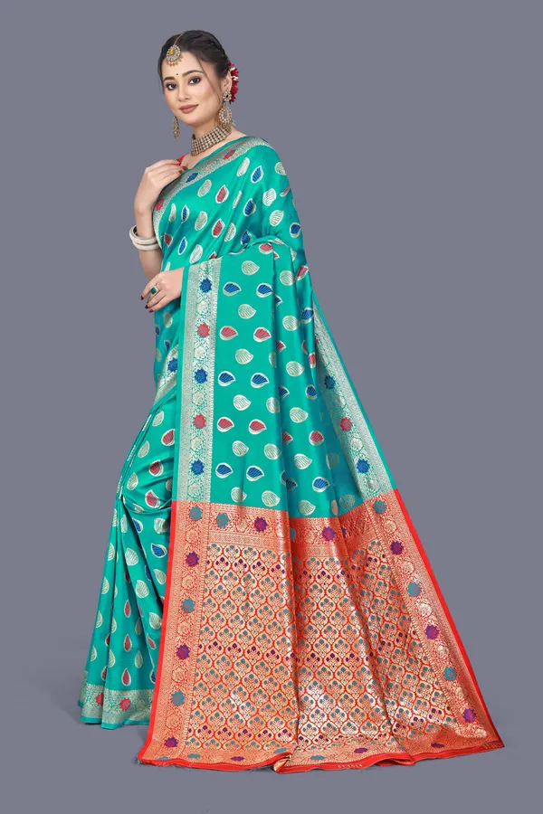 Rama_Soft_Silk_Banarasi_Sarees_With_Rich_Pallu_Blouse