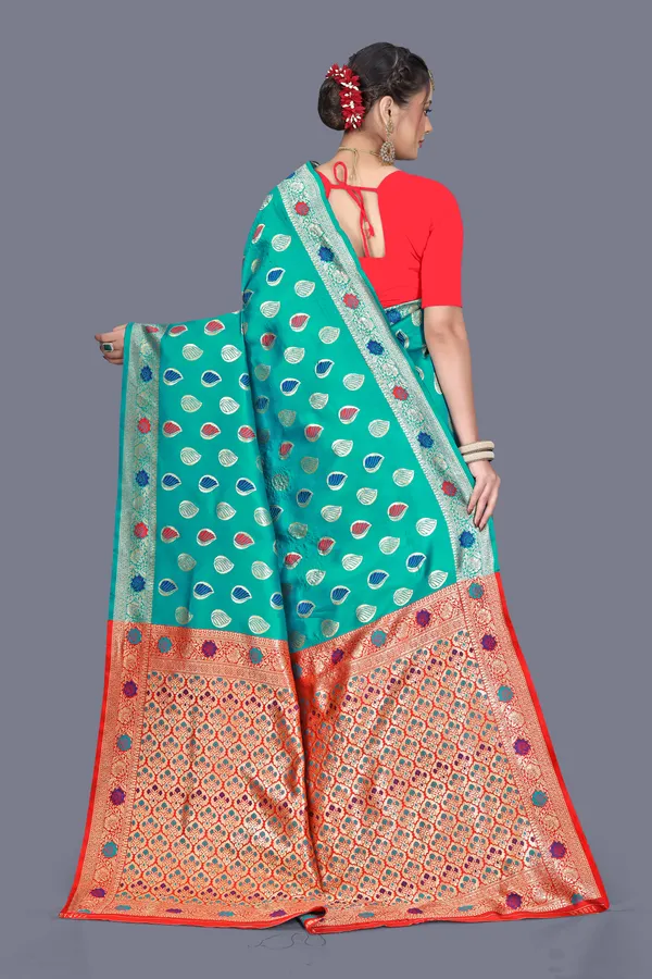 Rama_Soft_Silk_Banarasi_Sarees_With_Rich_Pallu_Blouse