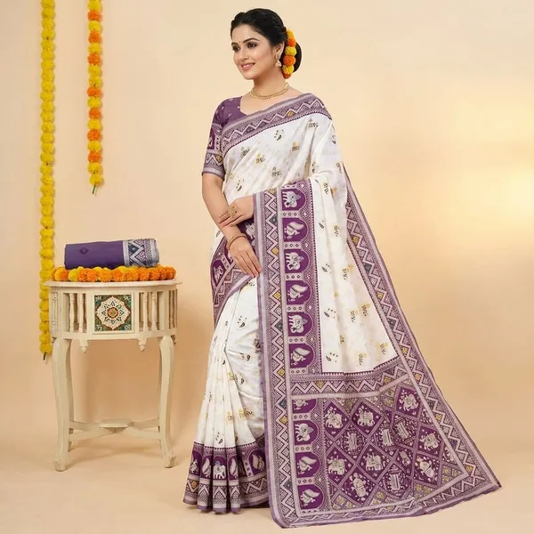 Wine_Party_Wear_Kanjivaram_Silk_Sarees_With_Blouse