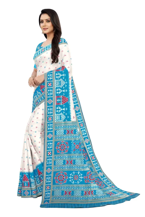 Firozi_Soft_Silk_Banarasi_Sarees_With_Rich_Pallu_Blouse