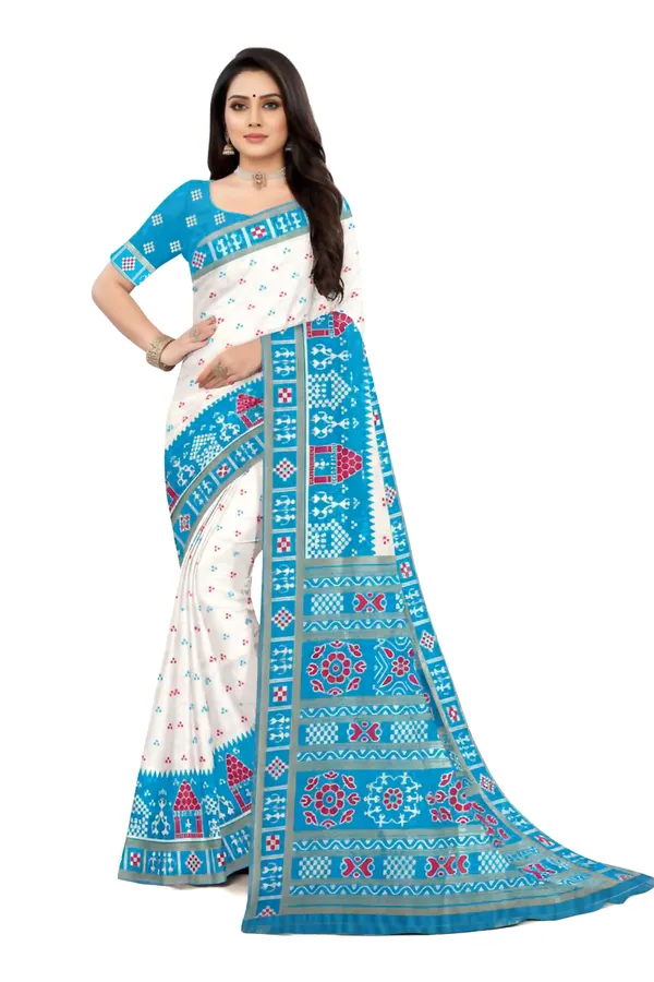 Firozi_Soft_Silk_Banarasi_Sarees_With_Rich_Pallu_Blouse
