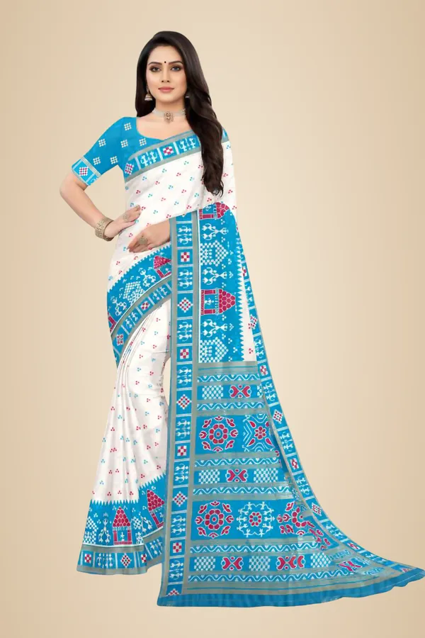 Firozi_Soft_Silk_Banarasi_Sarees_With_Rich_Pallu_Blouse