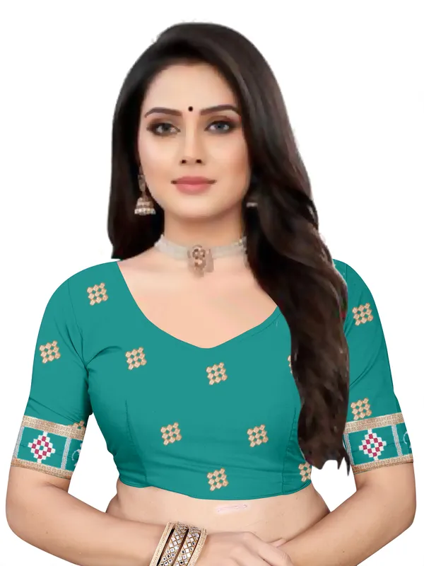 Rama_Soft_Silk_Banarasi_Sarees_With_Rich_Pallu_Blouse