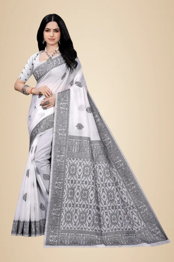 White_Premium_Quality_Cotton_Wovan_Sarees
